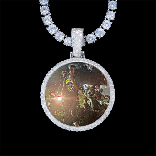 925S & VVS Moissanite 3D Circle Custom Picture Pendant