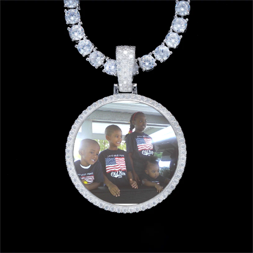 925S & VVS Moissanite 3D Circle Custom Picture Pendant