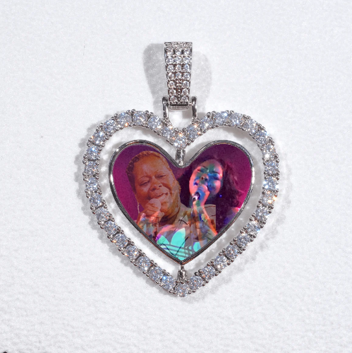 3D Spinning 2-Faced Heart Custom Picture Pendant