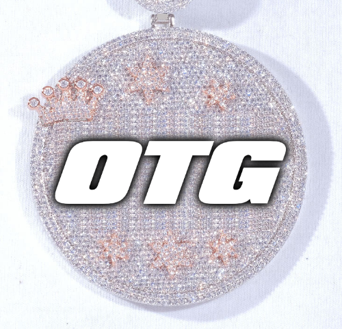 CUSTOM LETTER NECKLACE 3D BIG CROWN DISC