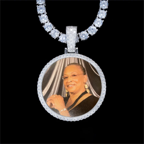 925S & VVS Moissanite 3D Circle Custom Picture Pendant