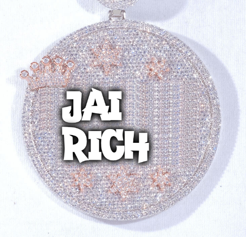 CUSTOM LETTER NECKLACE 3D BIG CROWN DISC