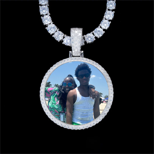 925S & VVS Moissanite 3D Circle Custom Picture Pendant