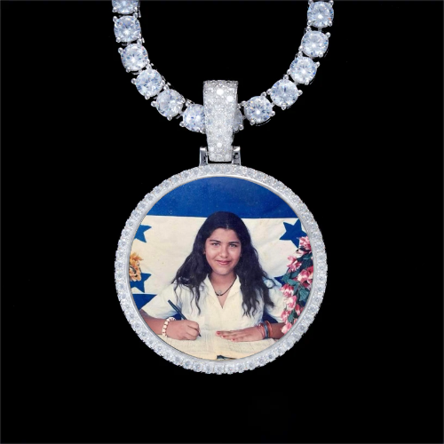 925S & VVS Moissanite 3D Circle Custom Picture Pendant