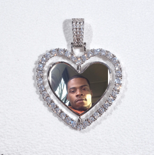3D Spinning 2-Faced Heart Custom Picture Pendant