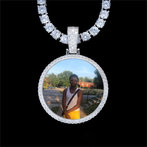 925S & VVS Moissanite 3D Circle Custom Picture Pendant