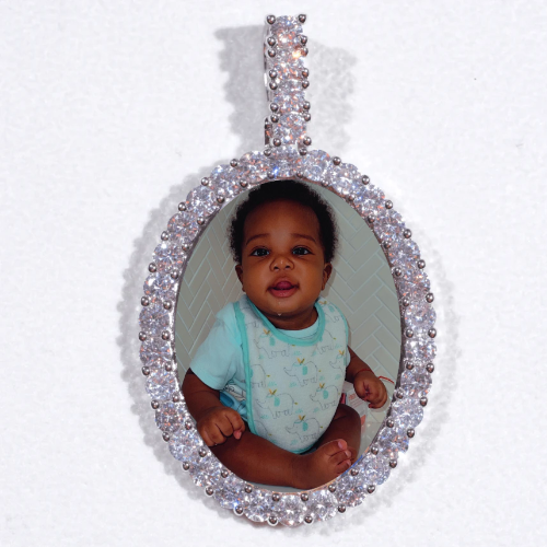 Large 3D Oval Custom Picture Pendant