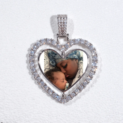 3D Spinning 2-Faced Heart Custom Picture Pendant