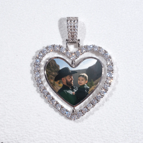 3D Spinning 2-Faced Heart Custom Picture Pendant