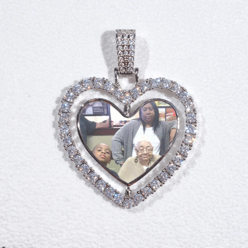 3D Spinning 2-Faced Heart Custom Picture Pendant