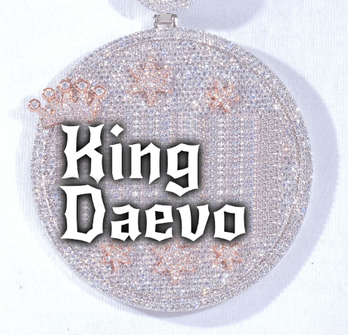 CUSTOM LETTER NECKLACE 3D BIG CROWN DISC