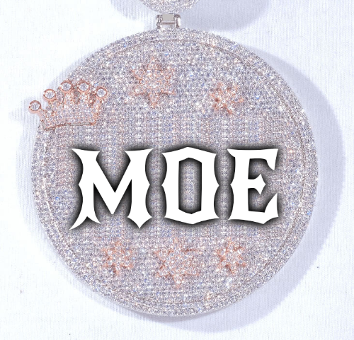 CUSTOM LETTER NECKLACE 3D BIG CROWN DISC