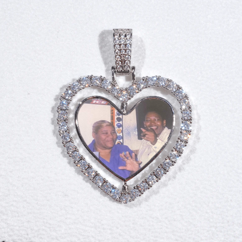 3D Spinning 2-Faced Heart Custom Picture Pendant