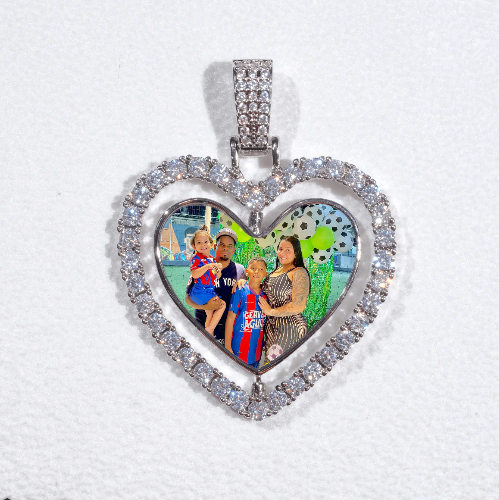 3D Spinning 2-Faced Heart Custom Picture Pendant