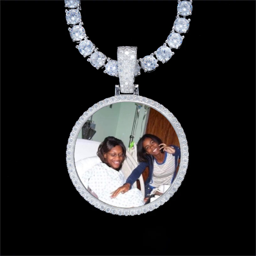 925S & VVS Moissanite 3D Circle Custom Picture Pendant