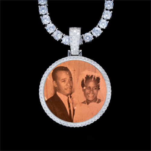 925S & VVS Moissanite 3D Circle Custom Picture Pendant