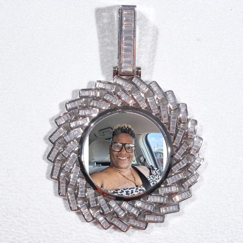 Large 3D Baguette Custom Picture Pendant