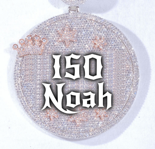 CUSTOM LETTER NECKLACE 3D BIG CROWN DISC