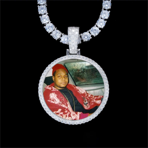 925S & VVS Moissanite 3D Circle Custom Picture Pendant