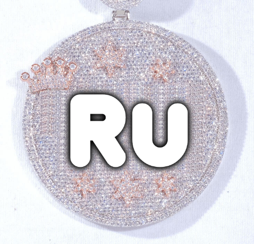 CUSTOM LETTER NECKLACE 3D BIG CROWN DISC