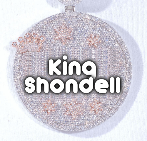 CUSTOM LETTER NECKLACE 3D BIG CROWN DISC