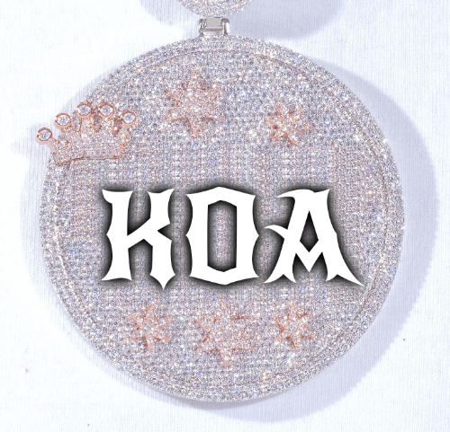 CUSTOM LETTER NECKLACE 3D BIG CROWN DISC