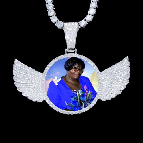 925S & VVS Moissanite 3D Wing Custom Picture Pendant