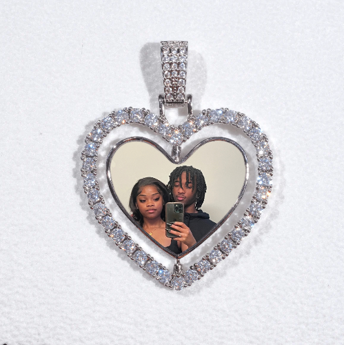 3D Spinning 2-Faced Heart Custom Picture Pendant