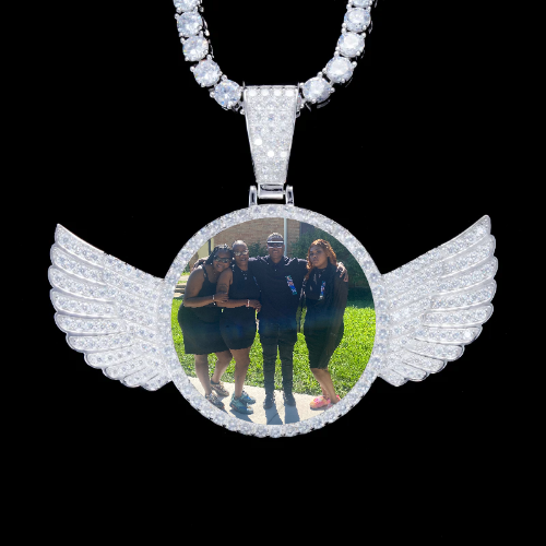 925S & VVS Moissanite 3D Wing Custom Picture Pendant