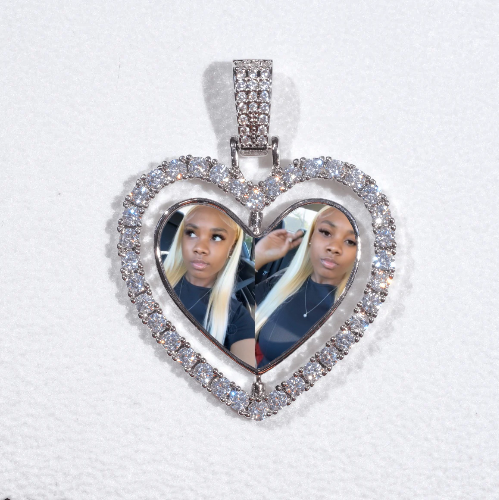 3D Spinning 2-Faced Heart Custom Picture Pendant