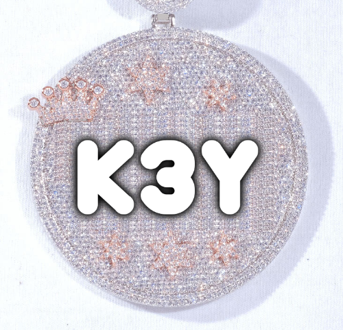 CUSTOM LETTER NECKLACE 3D BIG CROWN DISC