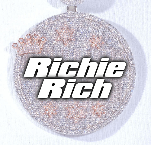 CUSTOM LETTER NECKLACE 3D BIG CROWN DISC