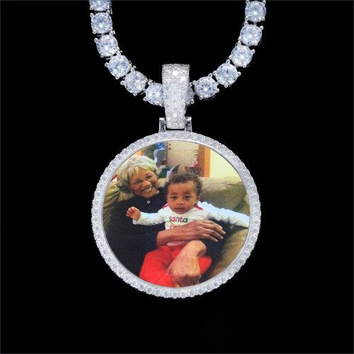 925S & VVS Moissanite 3D Circle Custom Picture Pendant