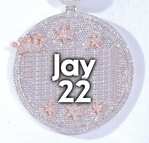 CUSTOM LETTER NECKLACE 3D BIG CROWN DISC