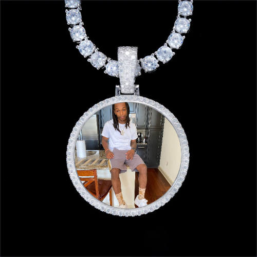 925S & VVS Moissanite 3D Circle Custom Picture Pendant
