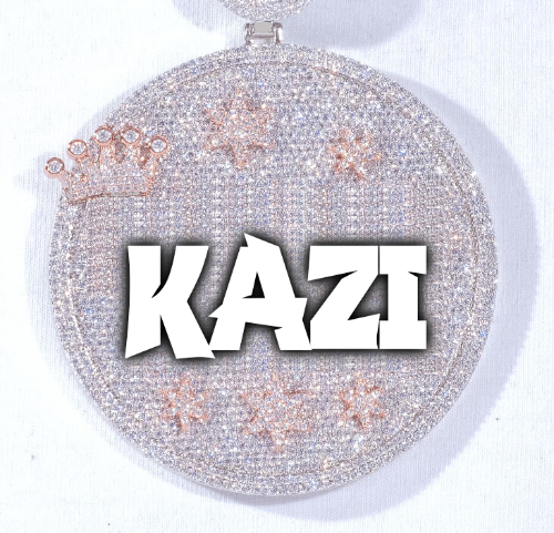 CUSTOM LETTER NECKLACE 3D BIG CROWN DISC