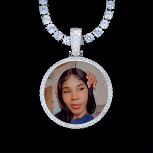 925S & VVS Moissanite 3D Circle Custom Picture Pendant