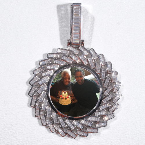 Large 3D Baguette Custom Picture Pendant
