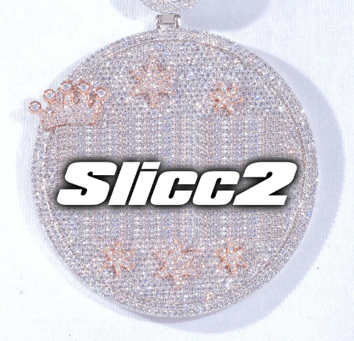 CUSTOM LETTER NECKLACE 3D BIG CROWN DISC