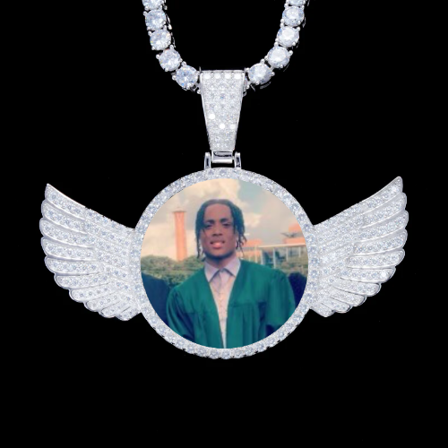 925S & VVS Moissanite 3D Wing Custom Picture Pendant