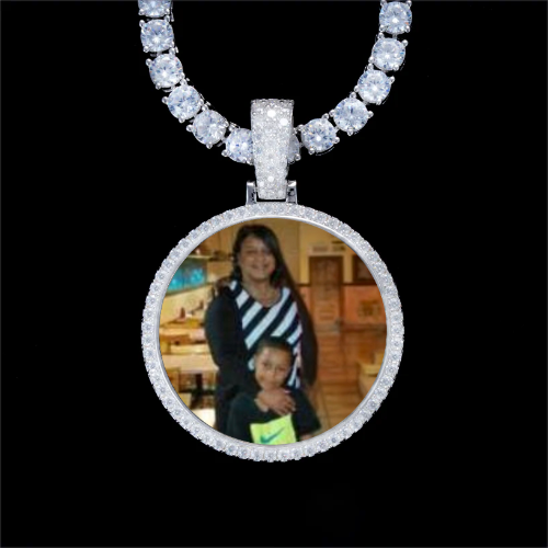 925S & VVS Moissanite 3D Circle Custom Picture Pendant