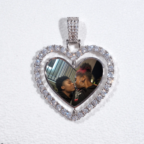 3D Spinning 2-Faced Heart Custom Picture Pendant