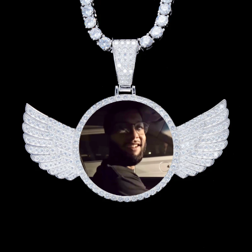 925S & VVS Moissanite 3D Wing Custom Picture Pendant