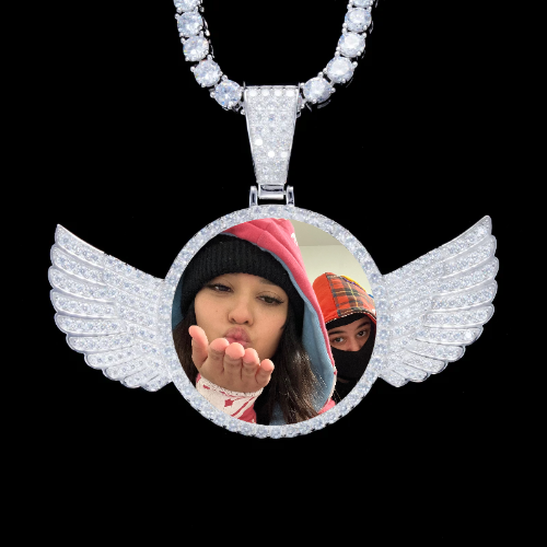 925S & VVS Moissanite 3D Wing Custom Picture Pendant
