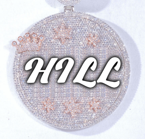 CUSTOM LETTER NECKLACE 3D BIG CROWN DISC