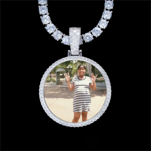 925S & VVS Moissanite 3D Circle Custom Picture Pendant
