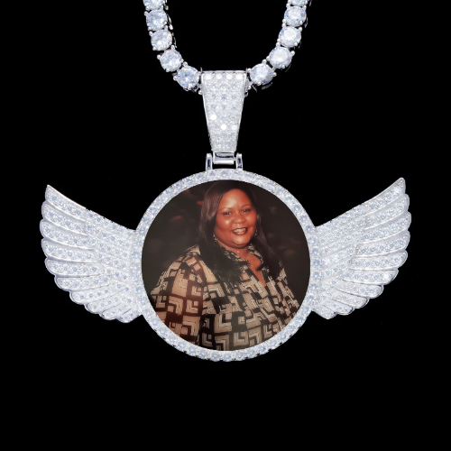 925S & VVS Moissanite 3D Wing Custom Picture Pendant