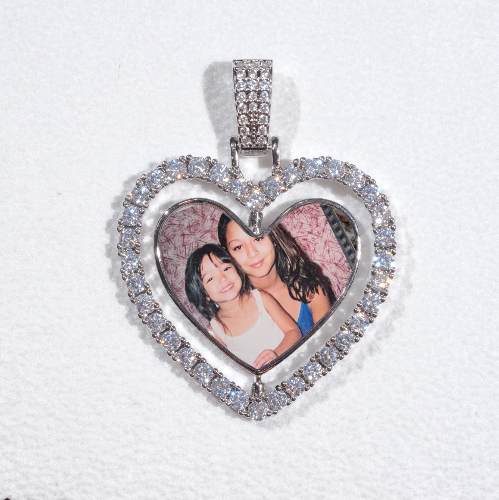 3D Spinning 2-Faced Heart Custom Picture Pendant