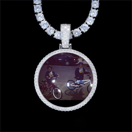 925S & VVS Moissanite 3D Circle Custom Picture Pendant