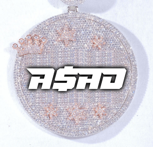 CUSTOM LETTER NECKLACE 3D BIG CROWN DISC